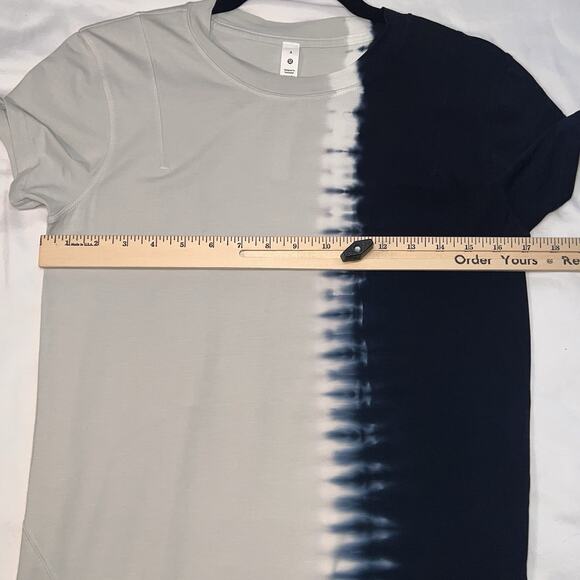 Lululemon La Relaxed Maxi Dress Size 4 Blue Gray Tie Dye Short Sleeve Long Comfy - Picture 6 of 12